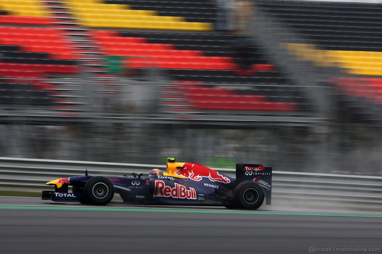 GP KOREA, 14.10.2011- Prove Libere 2, Venerdi', Mark Webber (AUS), Red Bull Racing, RB7 