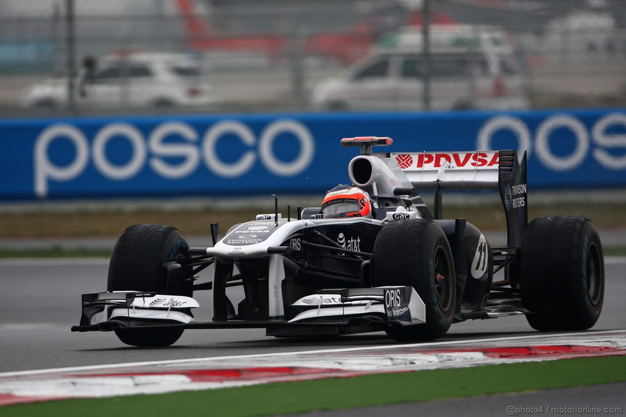 GP KOREA, 14.10.2011- Prove Libere 2, Venerdi', Rubens Barrichello (BRA), Williams FW33