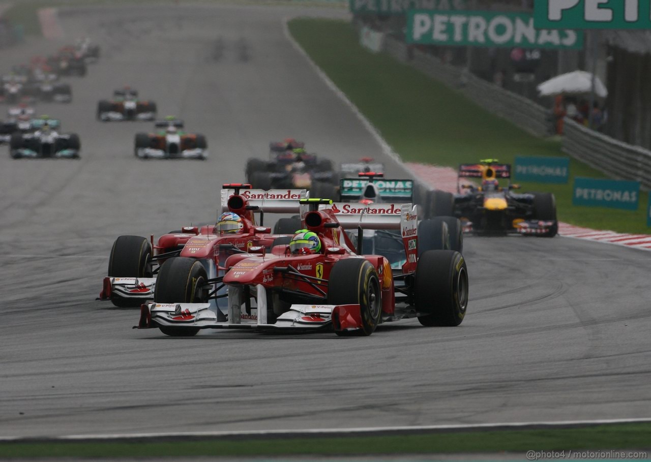 GP MALESIA, 10.04.2011- Gara, Start, Felipe Massa (BRA), Ferrari, F-150 Italia e Fernando Alonso (ESP), Ferrari, F-150 Italia