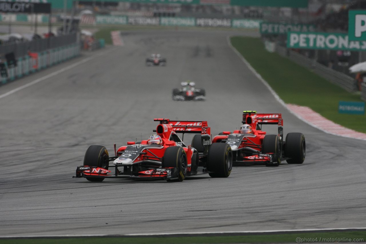 GP MALESIA, 10.04.2011- Gara, Timo Glock (GER), Marussia Virgin Racing VR-02 davanti a Jerome D'Ambrosio (BEL), Marussia Virgin Racing VR-02 