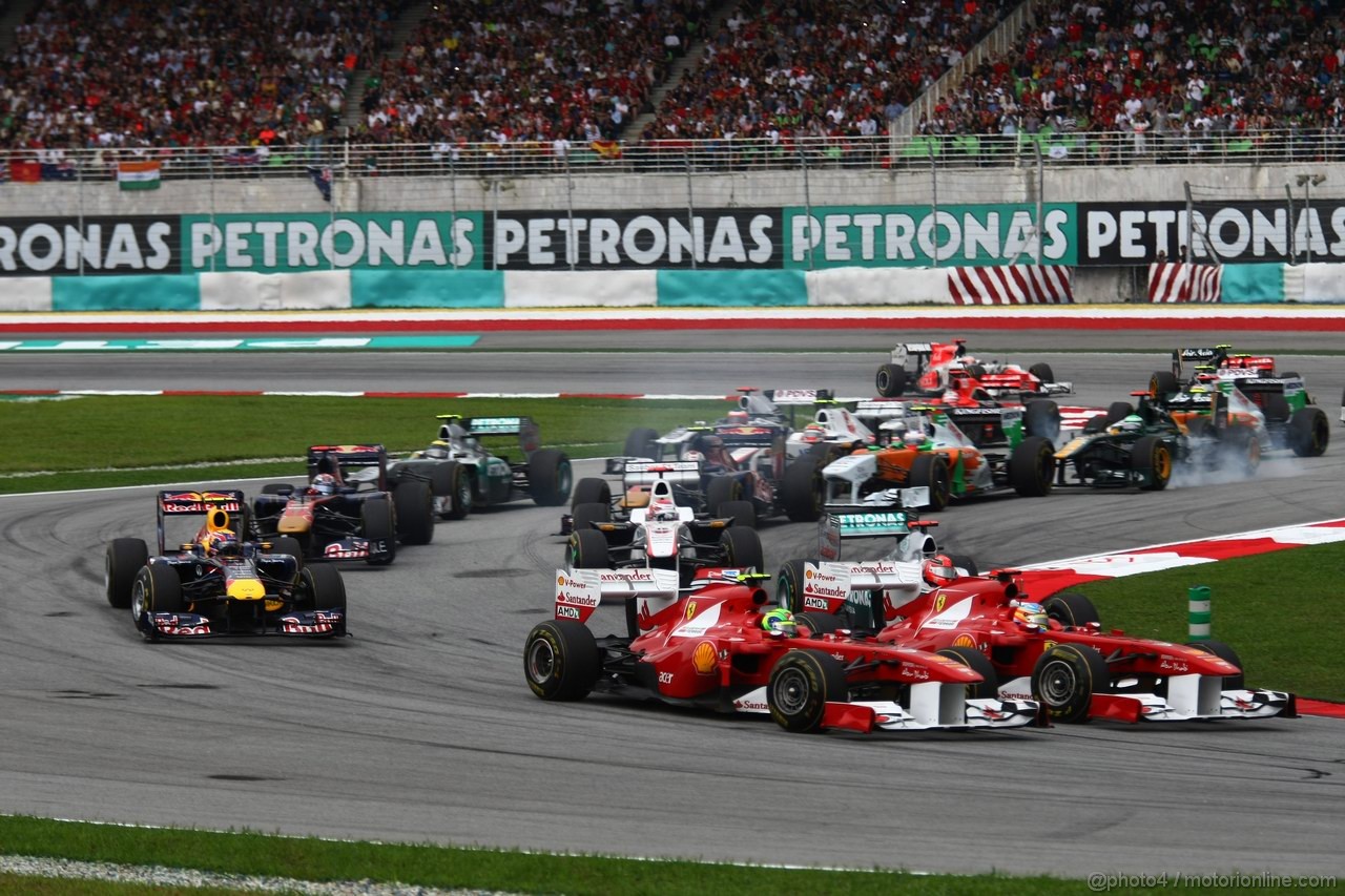 GP MALESIA, 10.04.2011- Gara, Start, Felipe Massa (BRA), Ferrari, F-150 Italia e Fernando Alonso (ESP), Ferrari, F-150 Italia