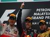 GP MALESIA, 10.04.2011- Gara, Sebastian Vettel (GER), Red Bull Racing, RB7 vincitore, Jenson Button (GBR), McLaren  Mercedes, MP4-26 secondo e Nick Heidfeld (GER) Lotus Renault GP R31  terzo 