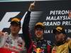 GP MALESIA, 10.04.2011- Gara, Sebastian Vettel (GER), Red Bull Racing, RB7 vincitore, Jenson Button (GBR), McLaren  Mercedes, MP4-26 secondo e Nick Heidfeld (GER) Lotus Renault GP R31  terzo 