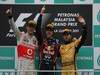 GP MALESIA, 10.04.2011- Gara, Sebastian Vettel (GER), Red Bull Racing, RB7 vincitore, Jenson Button (GBR), McLaren  Mercedes, MP4-26 secondo e Nick Heidfeld (GER) Lotus Renault GP R31 terzo 