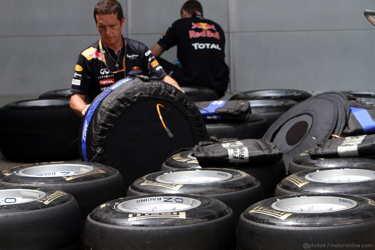 GP MALESIA, 07.04.2011- Tyres Pirelli of  Red Bull Racing, RB7 