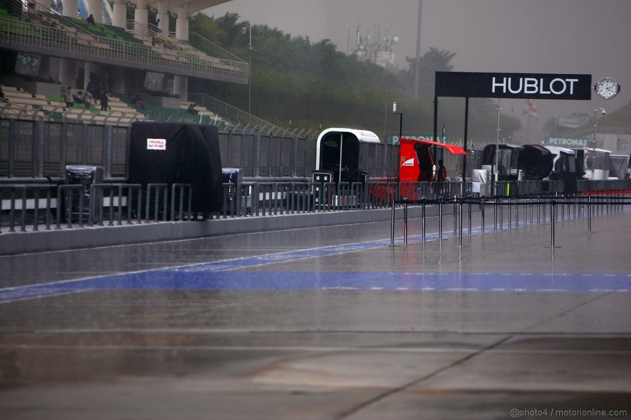 GP MALESIA, 07.04.2011- Pit lane with the rain