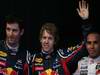 GP MALESIA, 09.04.2011- Qualifiche, Mark Webber (AUS), Red Bull Racing, RB7 terzo, Sebastian Vettel (GER), Red Bull Racing, RB7 pole position, Lewis Hamilton (GBR), McLaren Mercedes, MP4-26 secondo e Mark Webber (AUS), Red Bull Racing, RB7 terzo