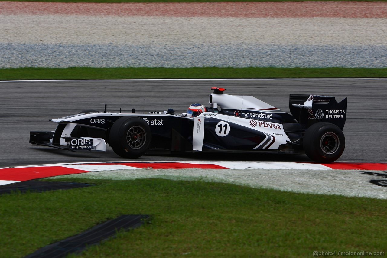 GP MALESIA, 08.04.2011- Prove Libere 1, Venerdi', Rubens Barrichello (BRA), Williams FW33  