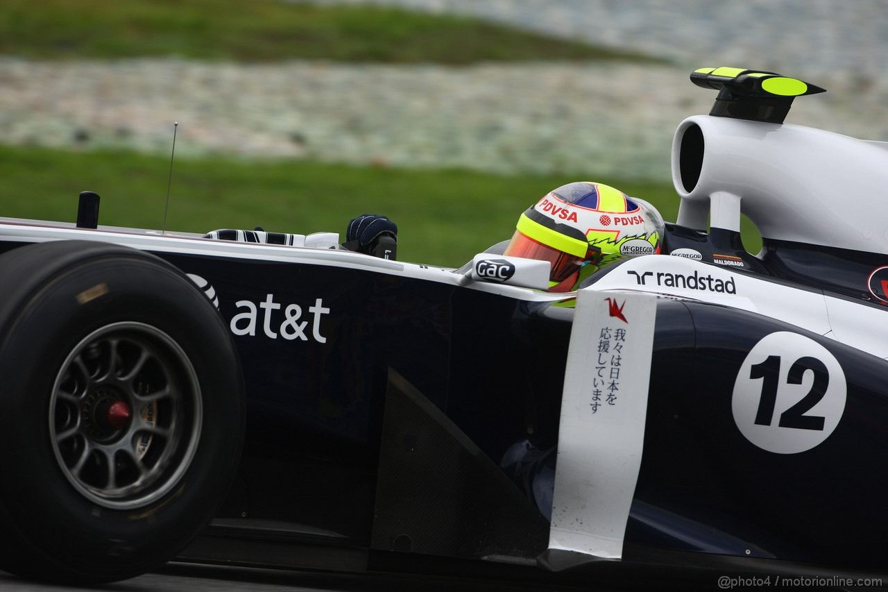 GP MALESIA, 08.04.2011- Prove Libere 1, Venerdi', Pastor Maldonado (VEN), Williams FW33 