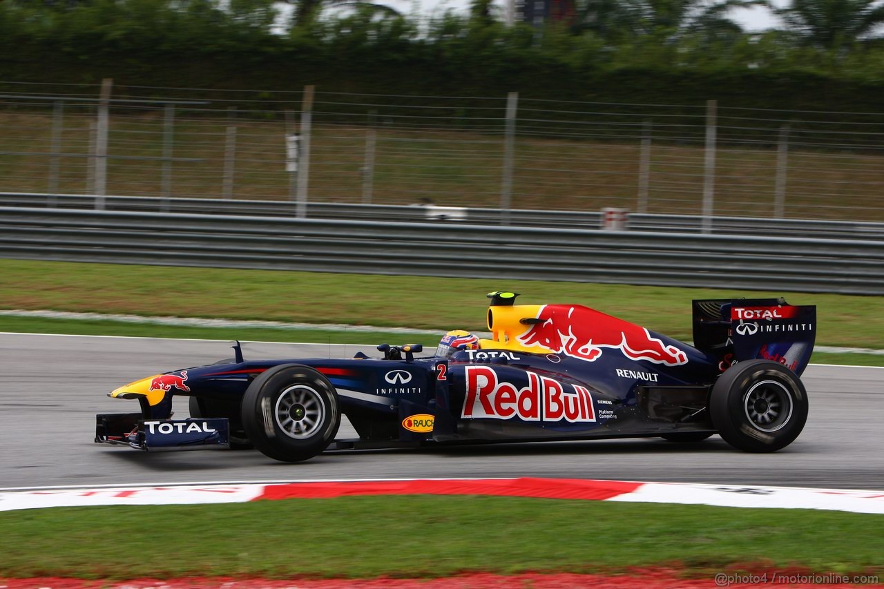 GP MALESIA, 08.04.2011- Prove Libere 1, Venerdi', Mark Webber (AUS), Red Bull Racing, RB7