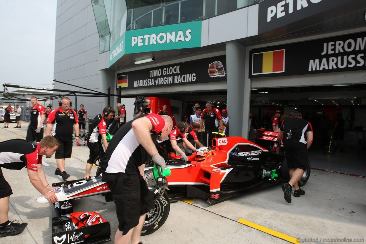 GP MALESIA, 08.04.2011- Prove Libere 1, Venerdi', Jerome D'Ambrosio (BEL), Marussia Virgin Racing VR-02
