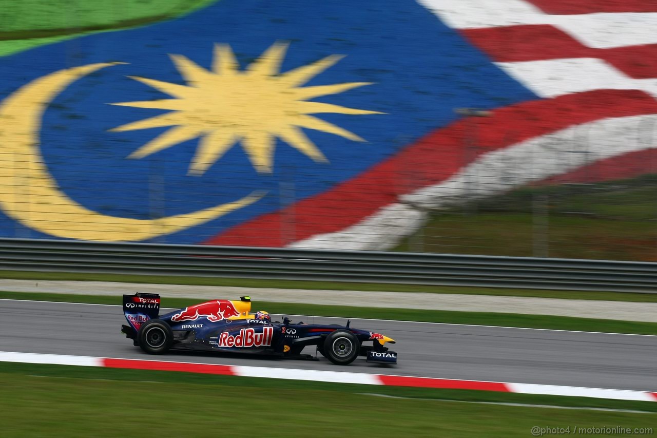 GP MALESIA, 08.04.2011- Prove Libere 1, Venerdi', Mark Webber (AUS), Red Bull Racing, RB7