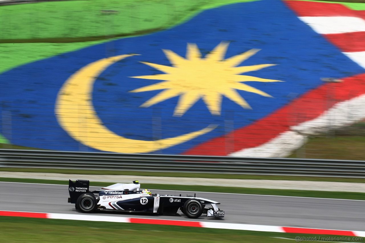 GP MALESIA, 08.04.2011- Prove Libere 1, Venerdi', Pastor Maldonado (VEN), Williams FW33 