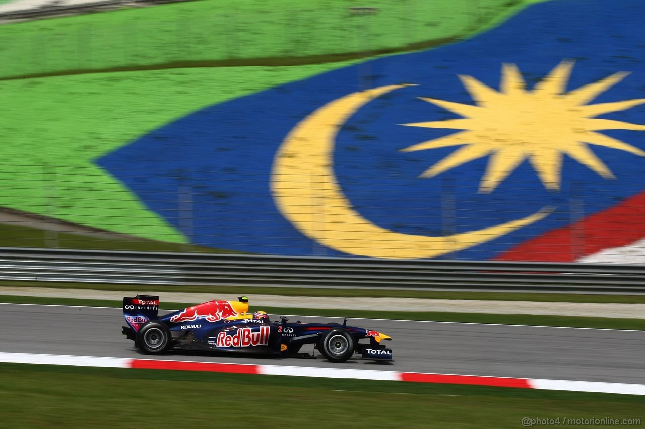 GP MALESIA, 08.04.2011- Prove Libere 1, Venerdi', Mark Webber (AUS), Red Bull Racing, RB7 