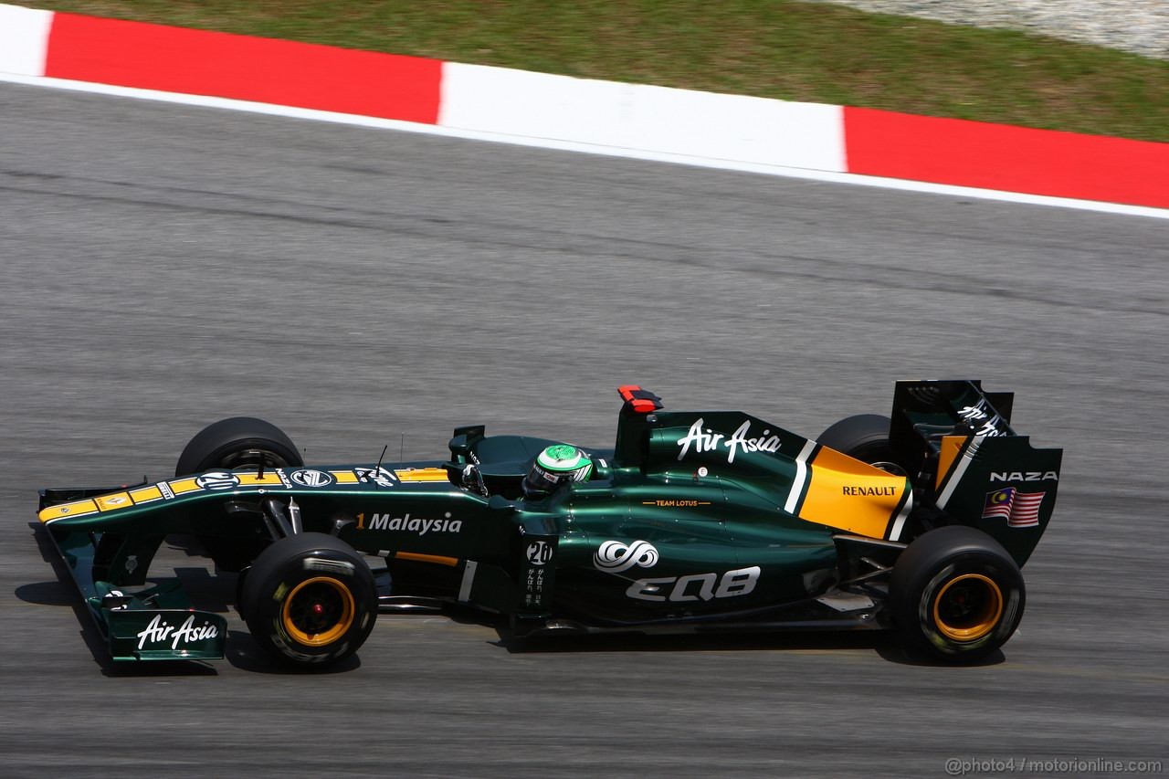 GP MALESIA, 08.04.2011- Prove Libere 2, Venerdi', Heikki Kovalainen (FIN), Team Lotus, TL11 