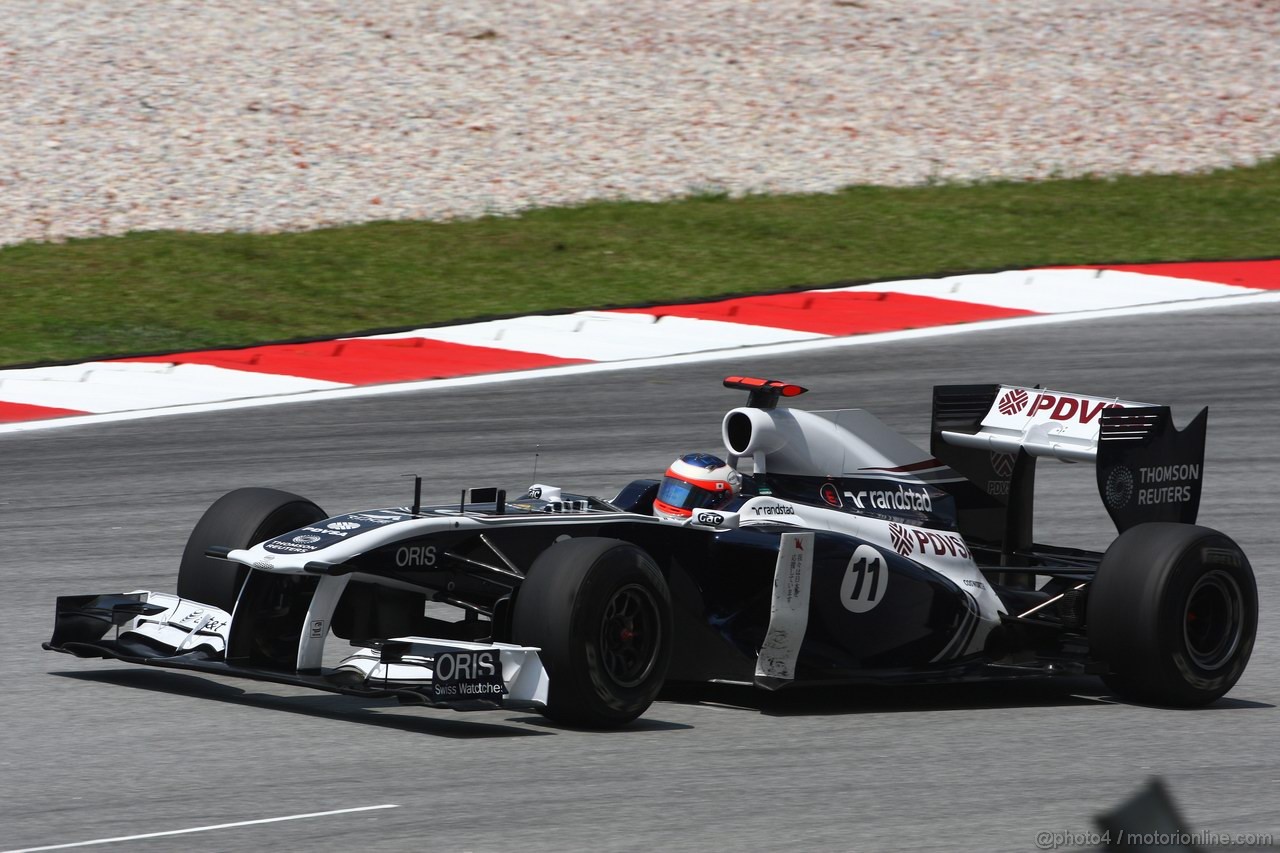 GP MALESIA, 08.04.2011- Prove Libere 2, Venerdi', Rubens Barrichello (BRA), Williams FW33
