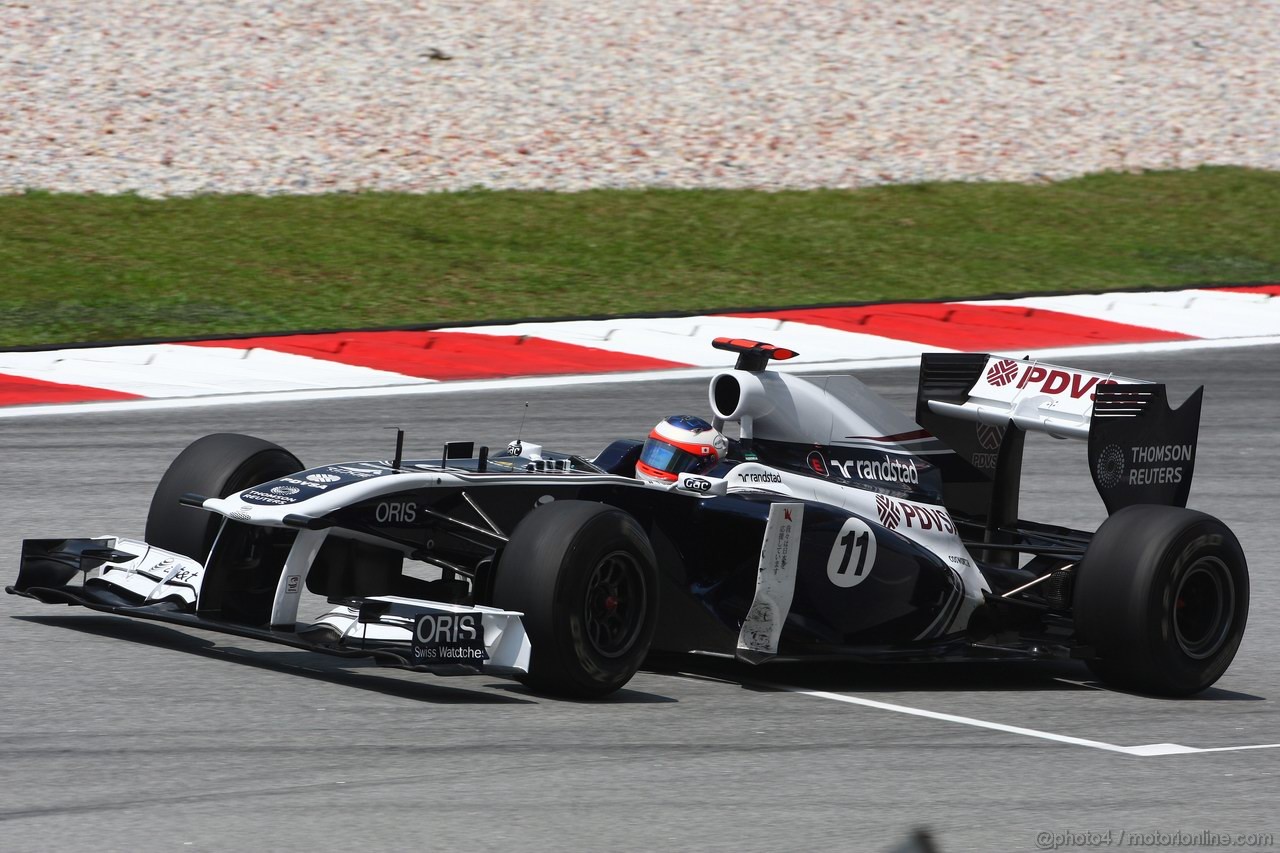 GP MALESIA, 08.04.2011- Prove Libere 2, Venerdi', Rubens Barrichello (BRA), Williams FW33