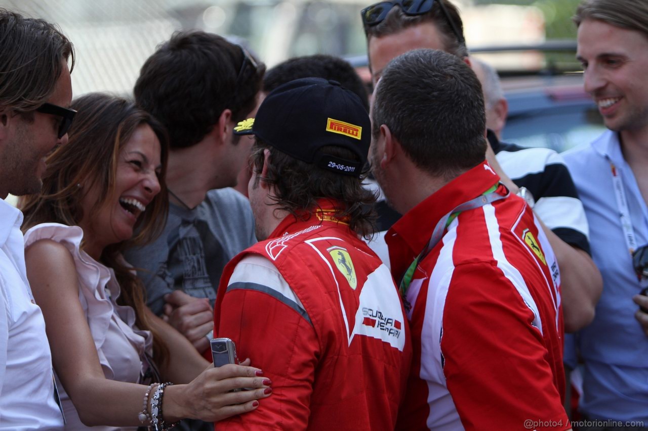 GP MONACO, 29.05.2011- Gara, Fernando Alonso (ESP), Ferrari, F-150 Italia secondo e Silvia Colombo, wife of Stefano Domenicali (ITA), Team Principal 