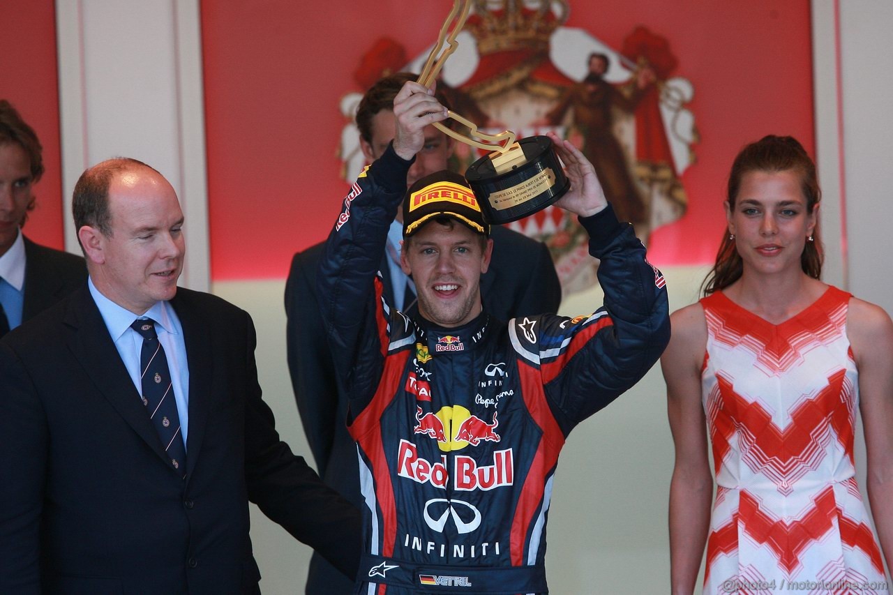 GP MONACO, 29.05.2011- Gara, S.A.S. Prince Albert II , Sebastian Vettel (GER), Red Bull Racing, RB7 vincitore e Charlotte Casiraghi
