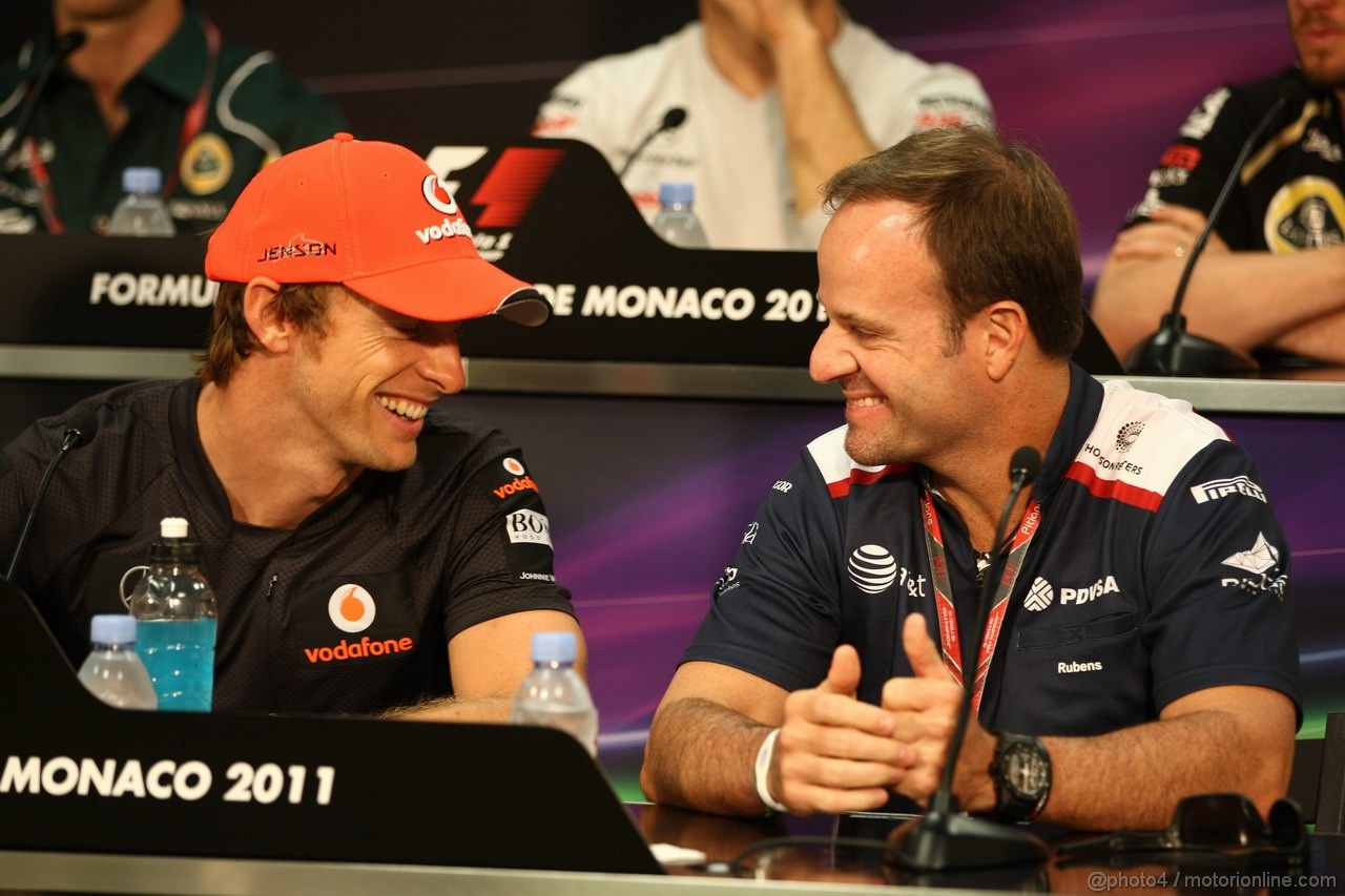 GP MONACO, 25.05.2011- Conferenza Stampa Jenson Button (GBR), McLaren  Mercedes, MP4-26 e Rubens Barrichello (BRA), Williams FW33 