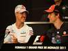 GP MONACO, 25.05.2011- Conferenza Stampa, Michael Schumacher (GER), Mercedes GP Petronas F1 Team, MGP W02 e Jenson Button (GBR), McLaren  Mercedes, MP4-26 