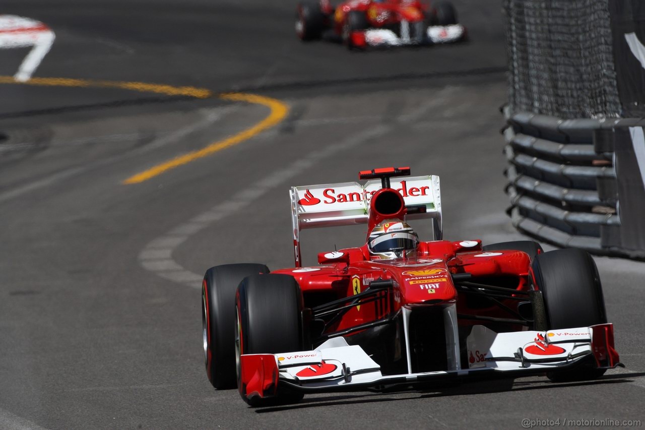 GP MONACO, 28.05.2011- Prove Libere 3, Sabato, Fernando Alonso (ESP), Ferrari, F-150 Italia davanti a Felipe Massa (BRA), Ferrari, F-150 Italia 