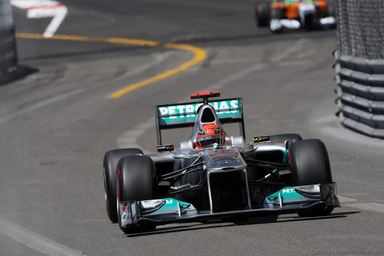 GP MONACO, 28.05.2011- Prove Libere 3, Sabato, Michael Schumacher (GER), Mercedes GP Petronas F1 Team, MGP W02 