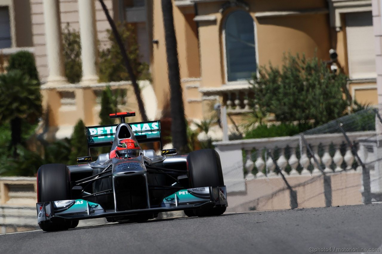 GP MONACO, 28.05.2011- Prove Libere 3, Sabato, Michael Schumacher (GER), Mercedes GP Petronas F1 Team, MGP W02 
