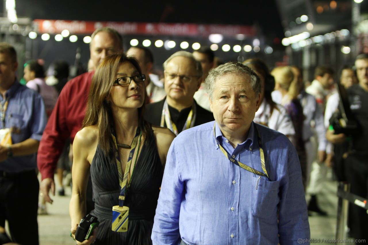 GP SINGAPORE, 25.09.2011- Gara, Jean Todt (FRA), President FIA e sua moglie Michelle Yeoh
