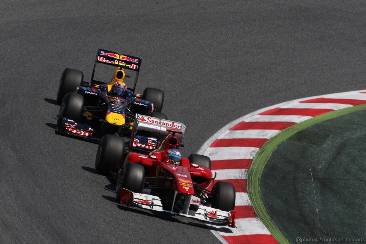 GP SPAGNA, 22.05.2011- Gara, Fernando Alonso (ESP), Ferrari, F-150 Italia davanti a Mark Webber (AUS), Red Bull Racing, RB7 