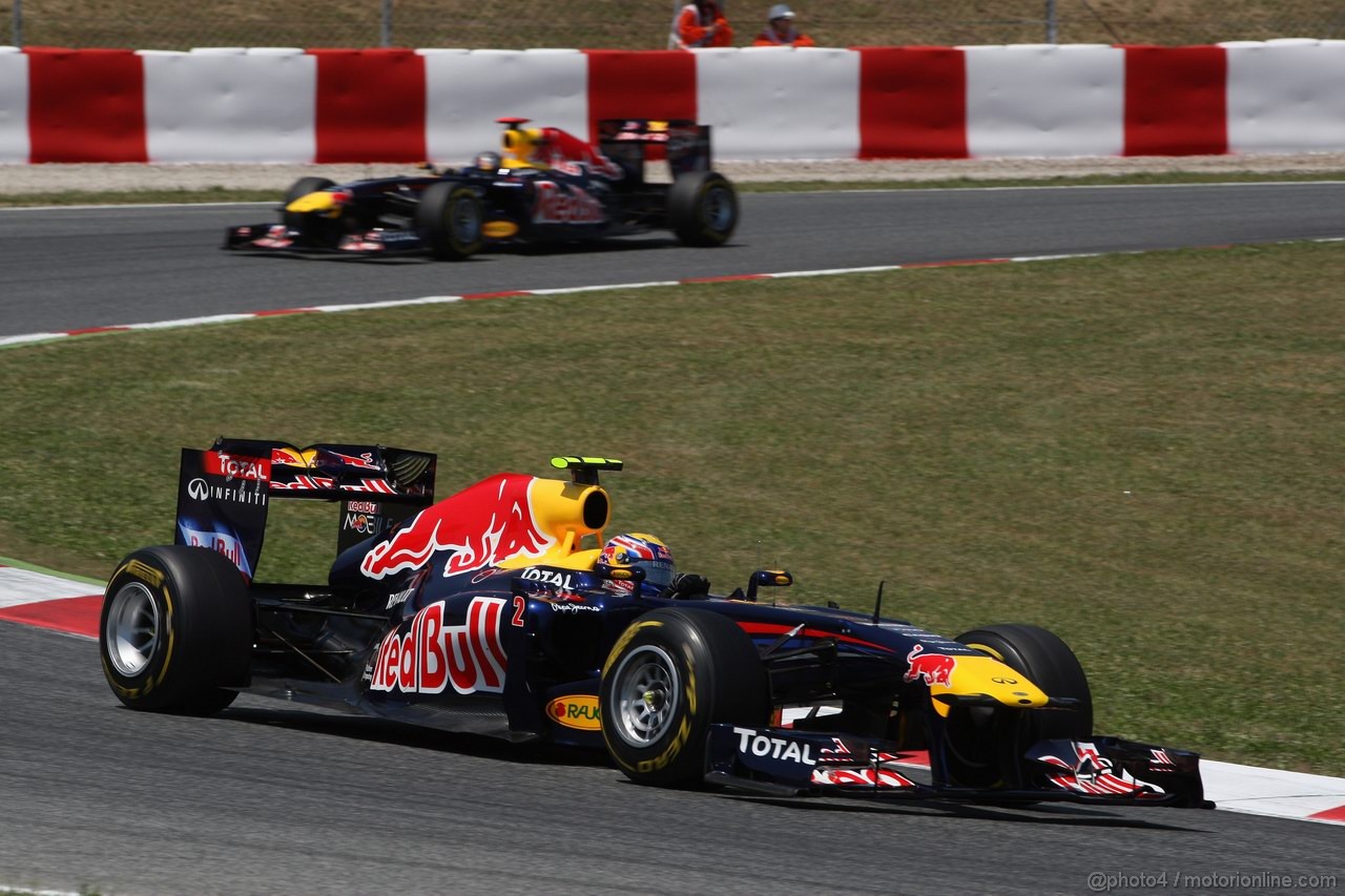 GP SPAGNA, 22.05.2011- Gara, Mark Webber (AUS), Red Bull Racing, RB7 davanti a Sebastian Vettel (GER), Red Bull Racing, RB7 