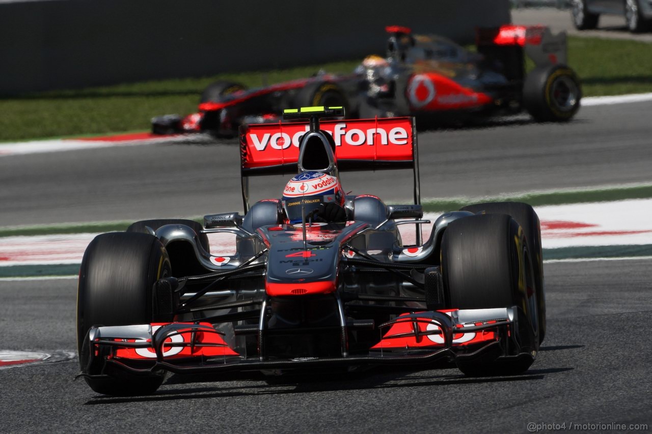 GP SPAGNA, 21.05.2011- Prove Libere 3, Sabato, Jenson Button (GBR), McLaren  Mercedes, MP4-26 e Lewis Hamilton (GBR), McLaren  Mercedes, MP4-26 