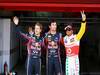 GP SPAGNA, 21.05.2011- Qualifiche, Mark Webber (AUS), Red Bull Racing, RB7 pole position, Sebastian Vettel (GER), Red Bull Racing, RB7 secondo e Lewis Hamilton (GBR), McLaren  Mercedes, MP4-26 