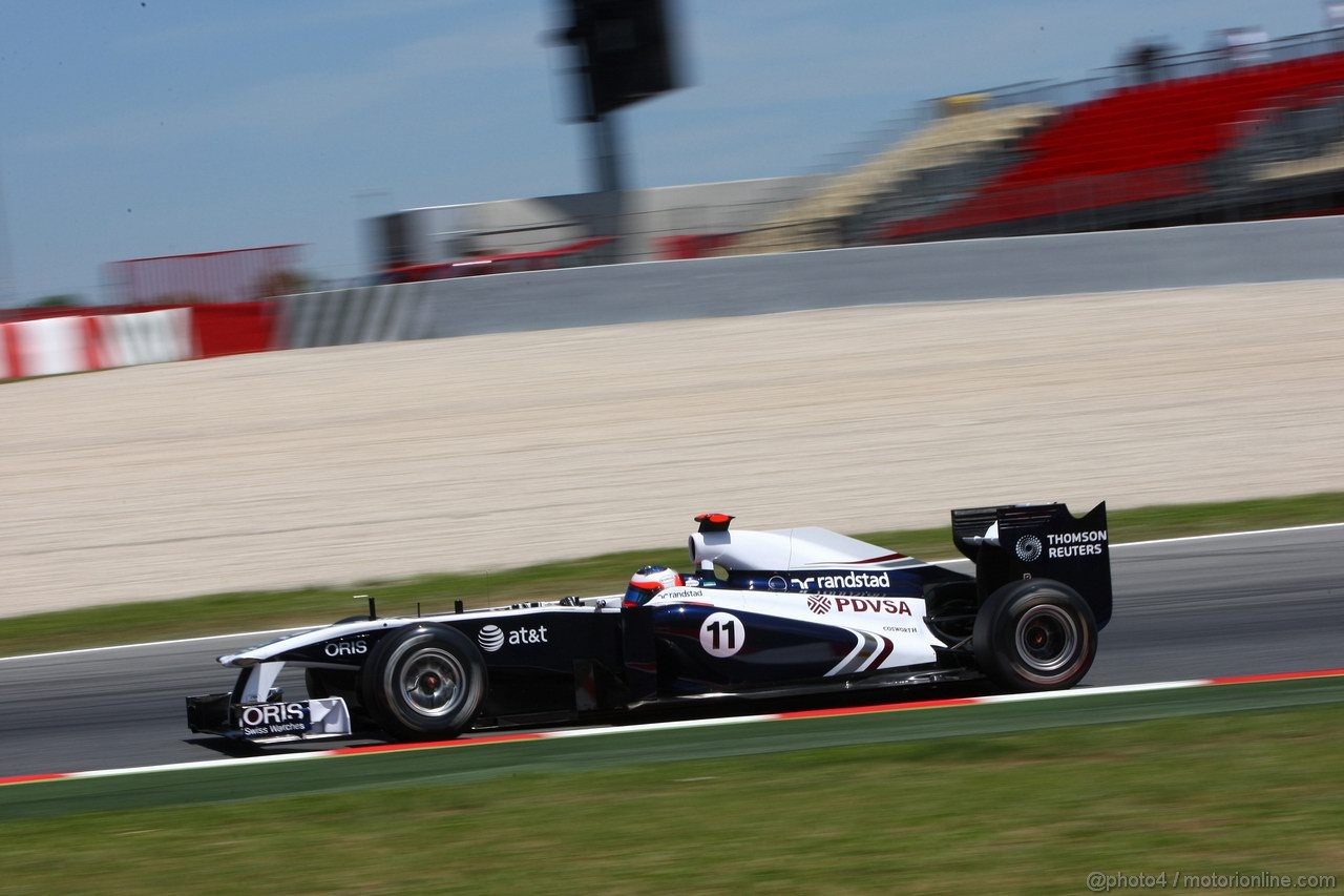 GP SPAGNA, 20.05.2011- Prove Libere 2, Venerdi', Rubens Barrichello (BRA), Williams FW33 