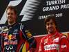 GP TURCHIA, 08.05.2011- Gara, Sebastian Vettel (GER), Red Bull Racing, RB7 vincitore e Fernando Alonso (ESP), Ferrari, F-150 Italia terzo 