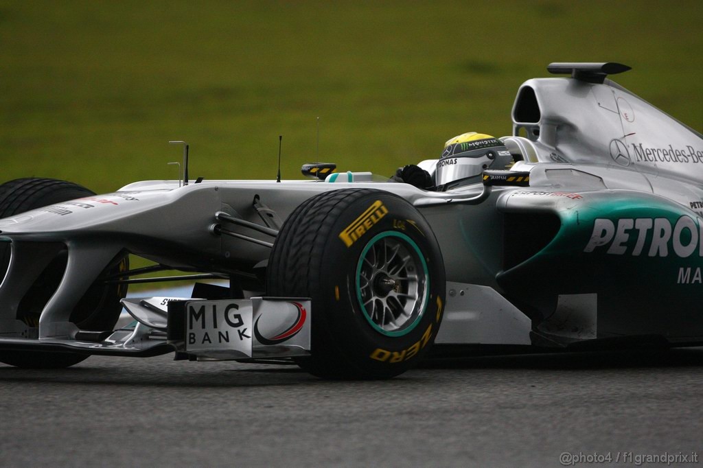 Jerez Test Febbraio 2011, 13.02.2011- Nico Rosberg (GER), Mercedes GP Petronas F1 Team, MGP W02 with rain tyres