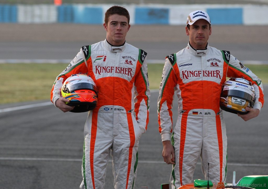 Jerez Test Febbraio 2011, Force India F1 Team VJM04 Launch, Paul di Resta (GBR) Force India VJM04 e Adrian Sutil (GER), Force India F1 Team, VJM04 