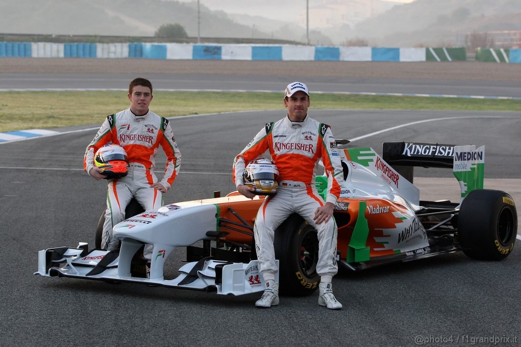 Jerez Test Febbraio 2011, Force India F1 Team VJM04 Launch, Paul di Resta (GBR) Force India VJM04 e Adrian Sutil (GER), Force India F1 Team, VJM04 