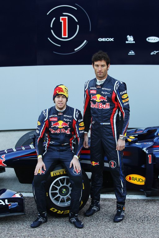 Red Bull RB7, attend the unveiling of the new Red Bull Racing RB7 at the Ricardo Tormo Circuit on February 1, 2011 in Valencia, Spain.