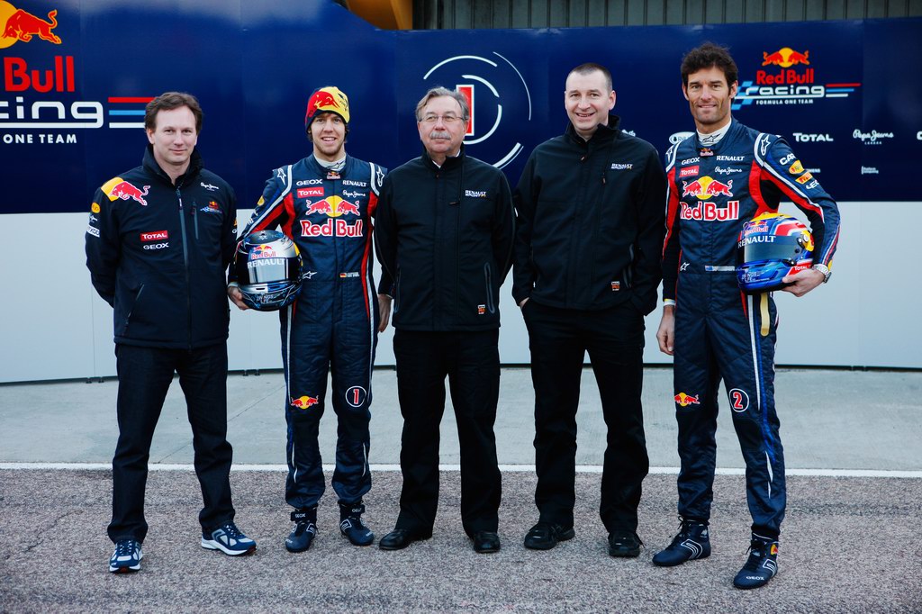 Red Bull RB7, attend the unveiling of the new Red Bull Racing RB7 at the Ricardo Tormo Circuit on February 1, 2011 in Valencia, Spain.