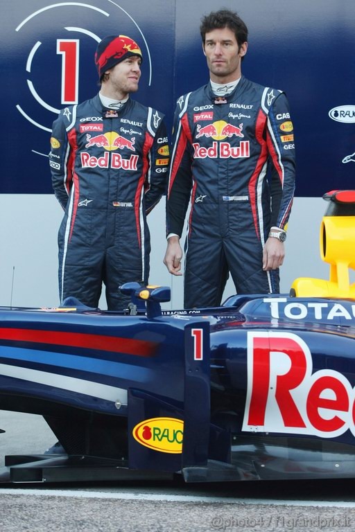 Red Bull RB7, 
Sebastian Vettel (GER), Red Bull Racing with Mark Webber (AUS), Red Bull Racing - Red Bull Racing RB7 Launch - Formula 1 World Championship 