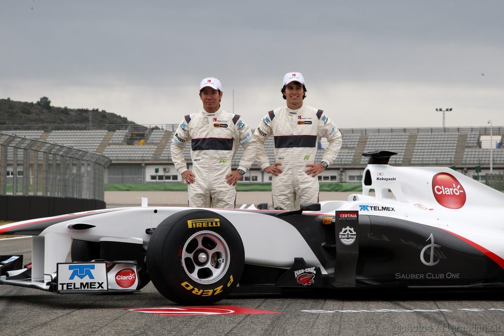 Sauber C30, 31.01.2011 Valencia, Spain, 
Kamui Kobayashi (JAP), Sauber F1 Team, Sergio PÈrez (MEX), Sauber F1 Team - Sauber F1 Team C30 Launch - Formula 1 World Championship 