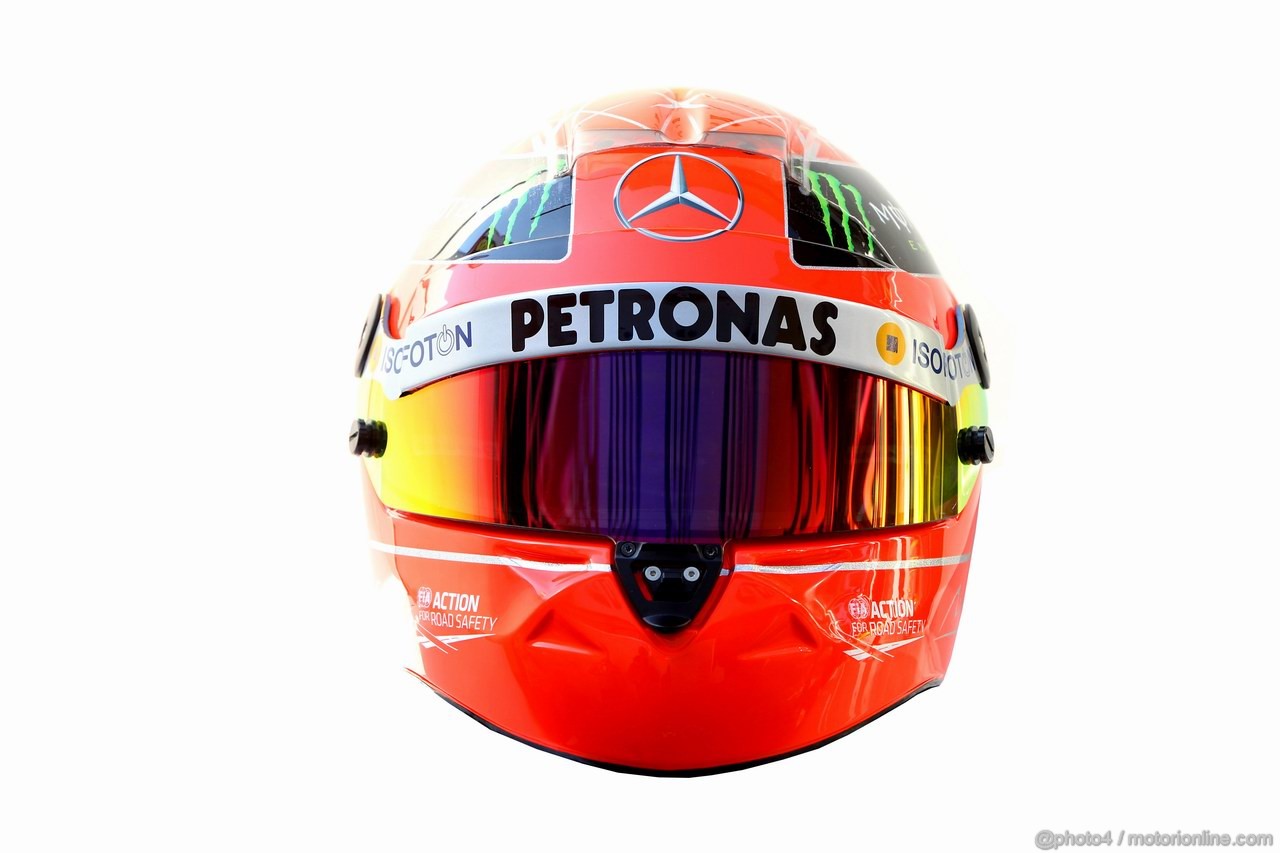 Barcelona Test Febbraio 2012, 23.02.2012 Barcelona, Spain,
Michael Schumacher (GER), Mercedes AMG Petronas helmet - Formula 1 Testing, day 3 - Formula 1 World Championship 