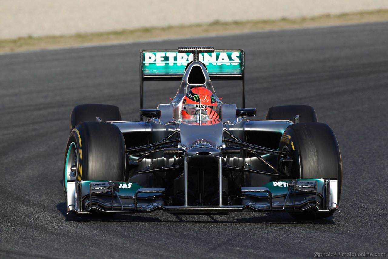 Barcelona Test Febbraio 2012, 21.02.2012, Barcelona, Spain,
Michael Schumacher (GER), Mercedes AMG Petronas - Formula 1 Testing, day 1 - Formula 1 World Championship 