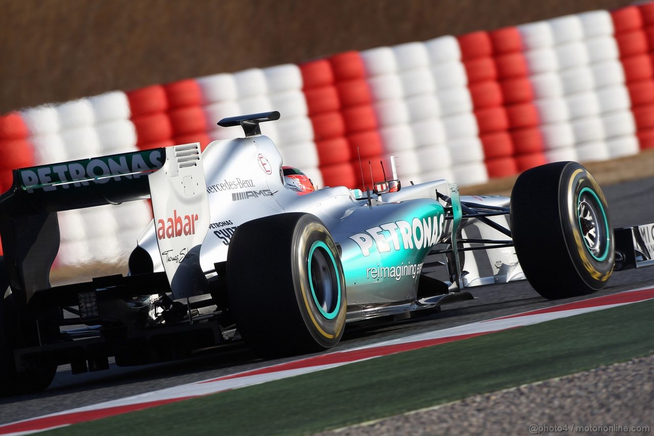 Barcelona Test Febbraio 2012, 21.02.2012, Barcelona, Spain,
Michael Schumacher (GER), Mercedes AMG Petronas - Formula 1 Testing, day 1 - Formula 1 World Championship 