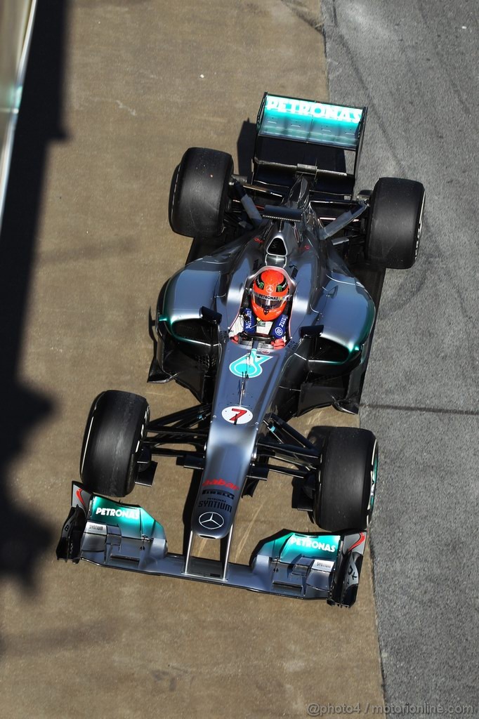 Barcelona Test Febbraio 2012, 21.02.2012, Barcelona, Spain,
Michael Schumacher (GER), Mercedes AMG Petronas - Formula 1 Testing, day 1 - Formula 1 World Championship 