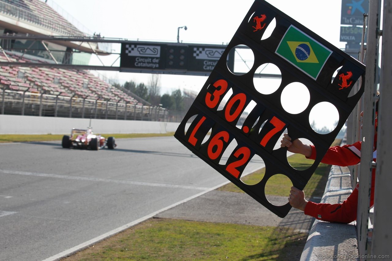 Barcelona Test Marzo 2012, 01.03.2012
Felipe Massa (BRA), Ferrari pit board 