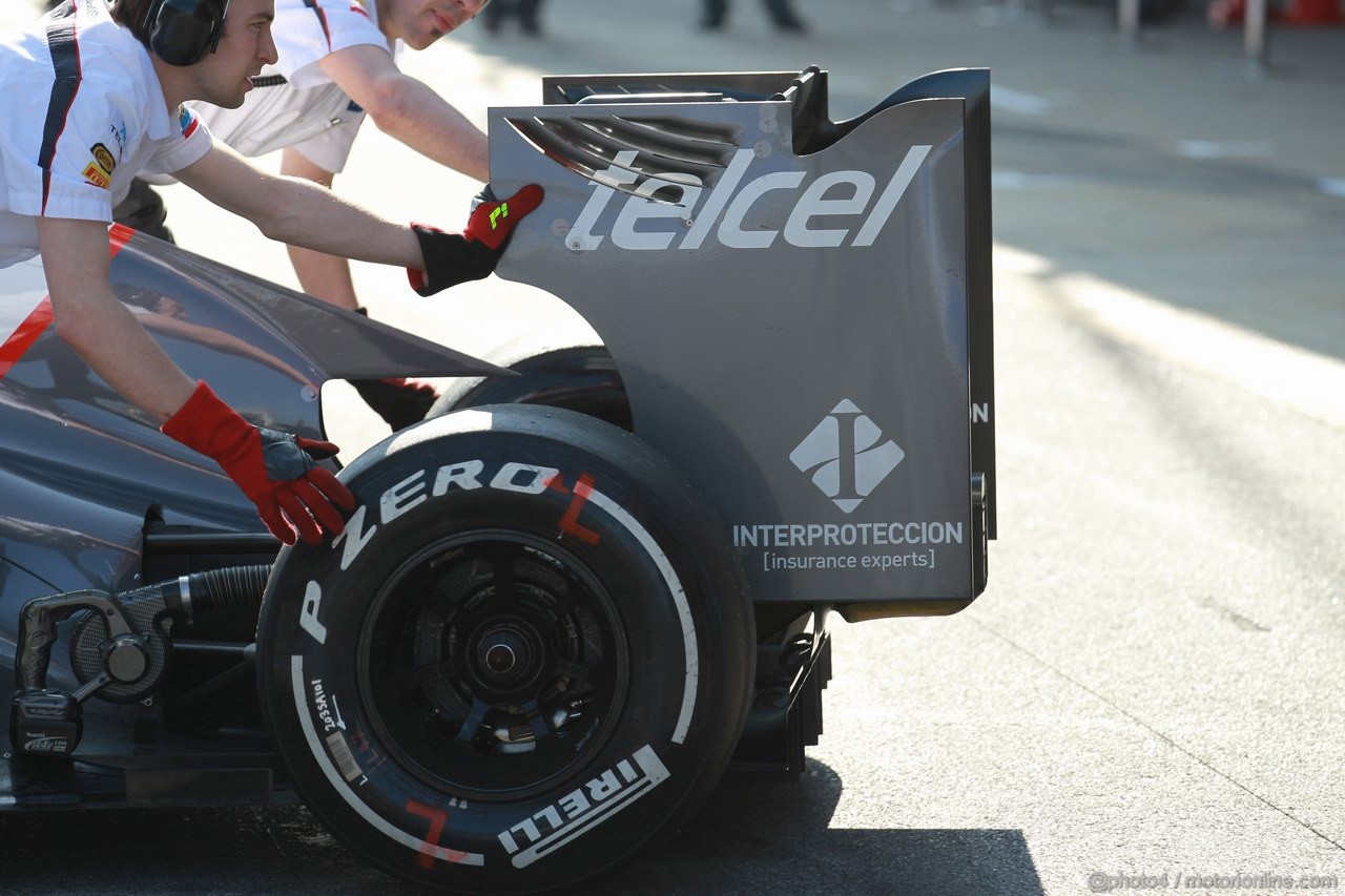 Barcelona Test Marzo 2012, 01.03.2012 
Sergio Perez (MEX), Sauber F1 Team rear wing end plate 