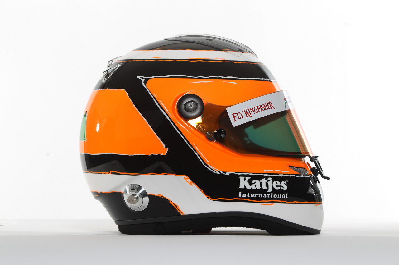 ForceIndia VJM05, The helmet of Nico Hulkenberg (GER) - Sahara Force India Formula One Team - Driver Studio Photoshoot - Silverstone, UK, 02.02.2012 -  Sahara Force India Formula One Team Copyright Free Image