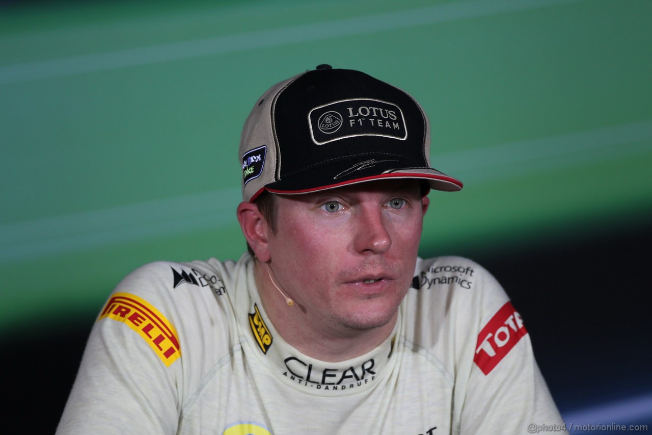 GP ABU DHABI, Conferenza Stampa: Kimi Raikkonen (FIN) Lotus F1 Team E20 (vincitore)